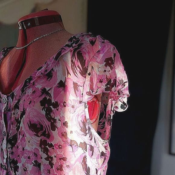 Vtg Precis Petite pink silk chiffon skirt set - Picture 4 of 15